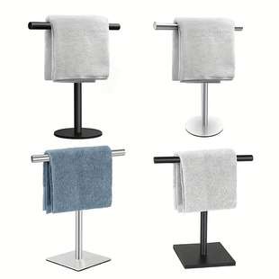 Cross-Border 304 Stainless Steel T-Shaped Jewelry Rack Bathroom Nail-Free Paper Towel Rack Bathroom Desktop Towel Rack Wholesale