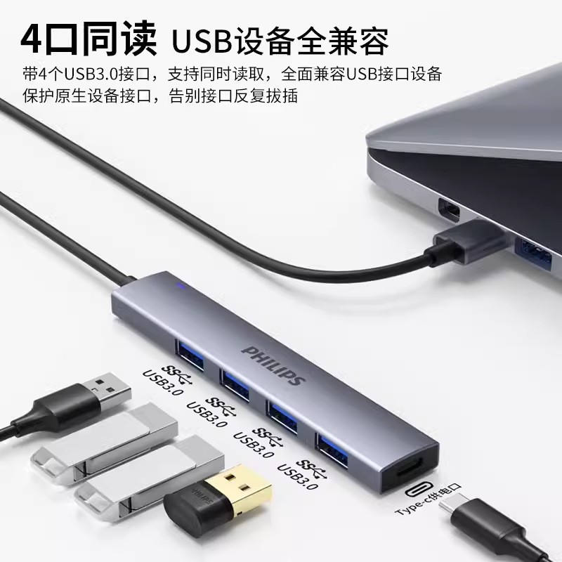 Philips USB Extender Dock Dock Typepec con Powered Laptop Hub Multipuerto