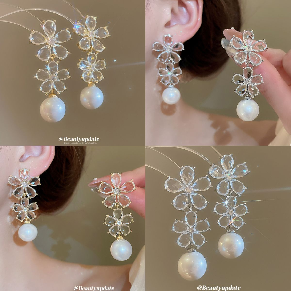 Aguja de plata, circón, flor, perla, borla, pendientes de moda, pendientes de todo fósforo, lujo ligero, pendientes de alta gama, sentido del diseño, nicho