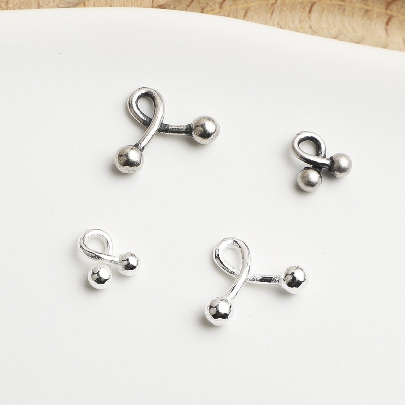 S925 Sterling Silver Small Round Bead Pendant DIY Beaded Rope Crystal Bracelet Necklace Pendant Horseshoe Ring Jewelry Accessories