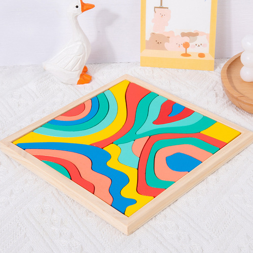 Wooden four elements building blocks baby educational early education rainbow building blocks puzzle building toy