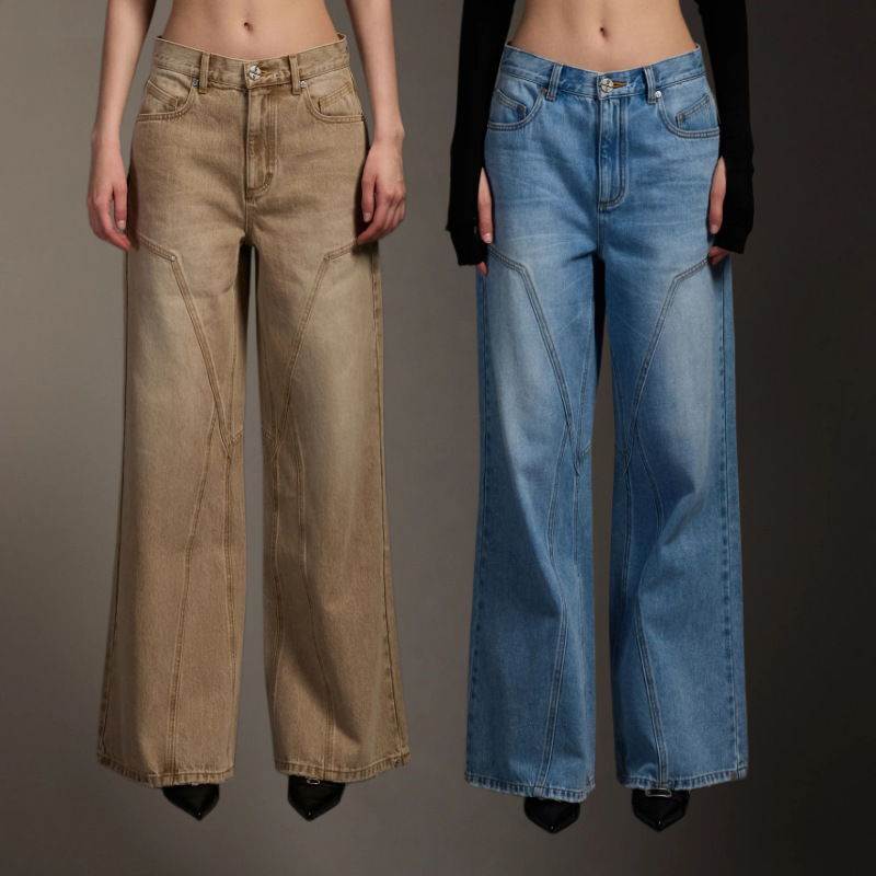 Smfk Phantom Statue Wide-Leg Flared Jeans Cotton Vintage Washed Pants