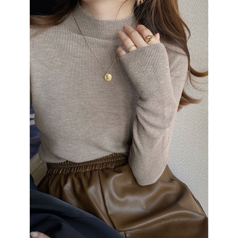Semi-high collar bottoming shirt women's autumn and winter 2022 new interior foreign-style sweater design niche wool sweater