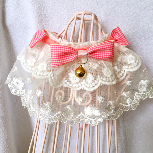 EFANT手工宠物围嘴狗项圈项链猫围嘴狗狗泰迪项圈蕾丝口水巾L38