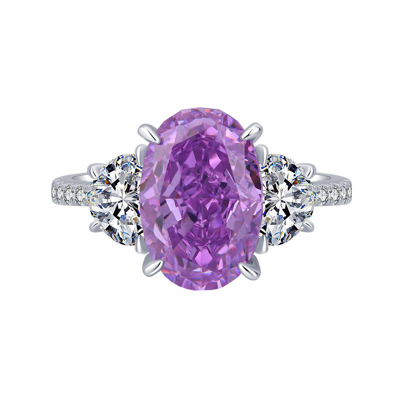 Zhuang Sheng joyería S925 todo el cuerpo plata simulación Diamante de alto carbono ledean corte paloma huevo anillo moda femenina 8*12