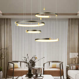 北欧简约后现代吊灯别墅复式客厅餐厅卧室楼梯圆环形吊灯轻奢灯具