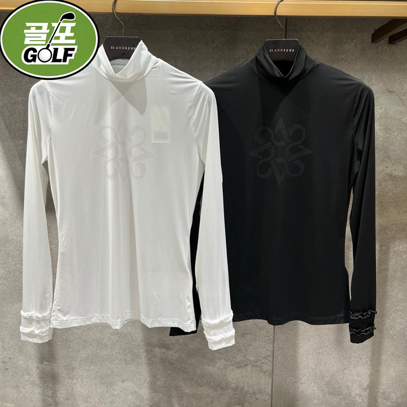 26 New Spring Golf Clothing for Women, Ice Silk Sun Protection Slim-Fit Base Layer, Round Neck, Half-High Collar, Pleated Sleeves 26 New Spring Golf Clothing for Women, Ice Silk Sun Protection Slim-Fit Base Layer, Round Neck, Half-High Collar, Pleated Sleeves