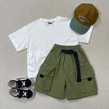 2025儿童夏季新款日系港风重磅高克重短裤纯棉水洗工装立体大口袋