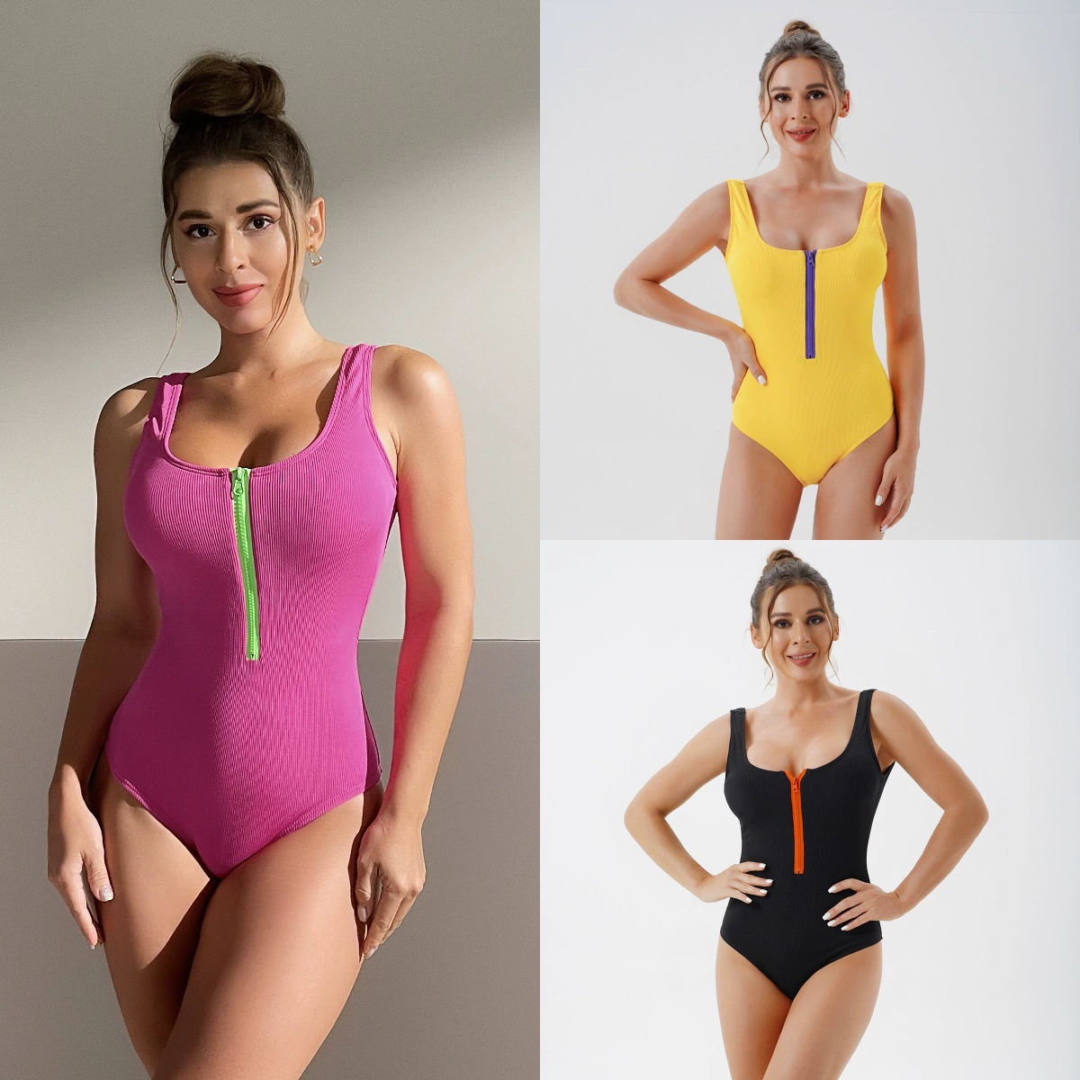 2024 Европейский и американский Новый женский однотонный цельный тонкий купальник с открытой спиной Amazon Внешняя торговля оптовая продажа с фабрики в наличии