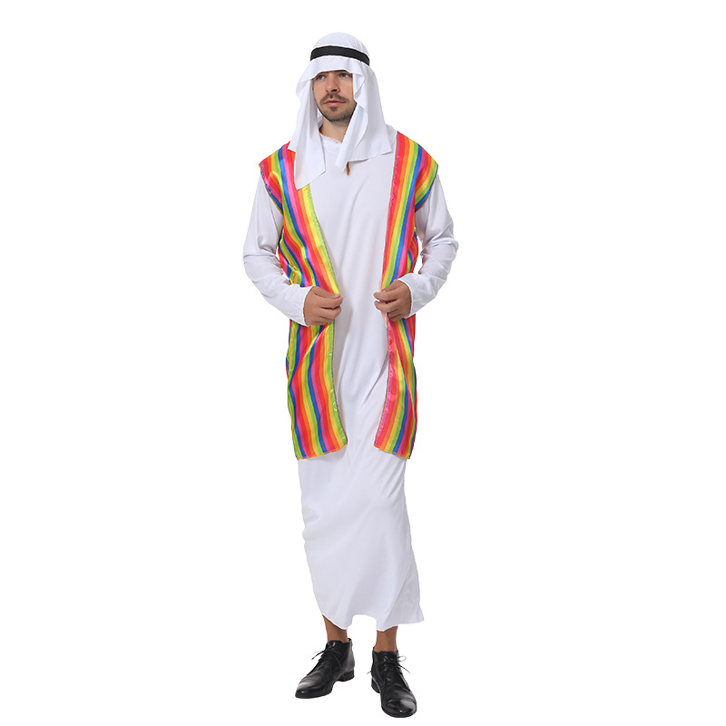Halloween Adult Men's Cosplay Middle Eastern Dubai Arab Prince King Outfit Chief's Costume_ecoleips.com