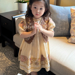 女童连衣裙儿童夏装2025新款富家千金感裙子宝宝潮流时髦公主裙潮