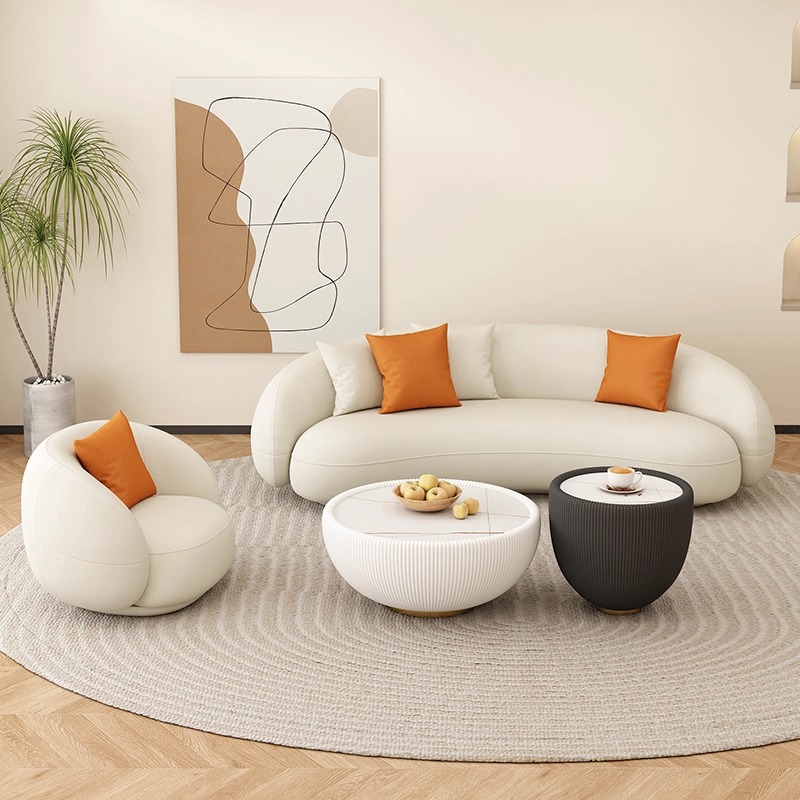 Salón de belleza sofá sala de estar recepción creativa tienda de ropa estilo crema sofá pequeño sala de estar apartamento pequeño moderno y simple
