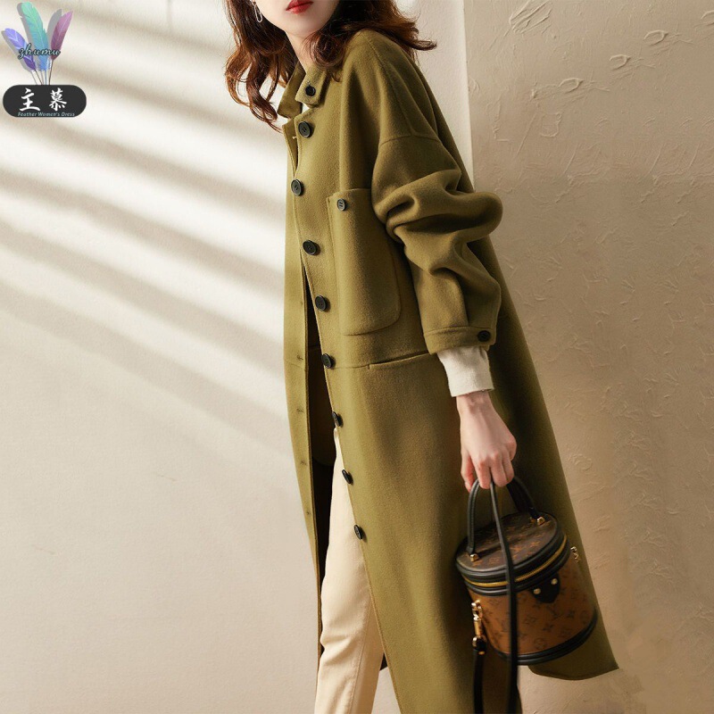 Main Mu Simple Women's Wear Fall/Winter 2022 New Elegant Woolen Coat Slim Shirt Long Coat Women