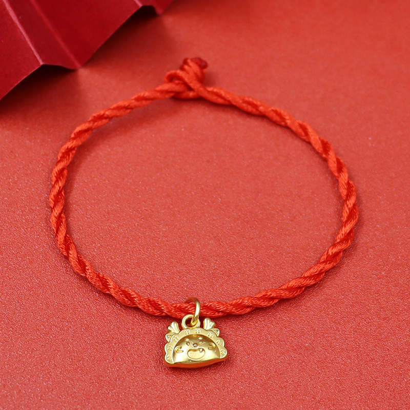 Dragon año Zodiaco año dragón rojo cuerda pulsera doce Zodiaco dragón pareja suerte cuentas pulsera tejida a mano