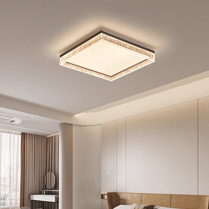 Italiano minimalista luces de sala de estar de alto nivel rectangular atmósfera doméstica diseñador de hielo grietas pasillo dormitorio luz de techo