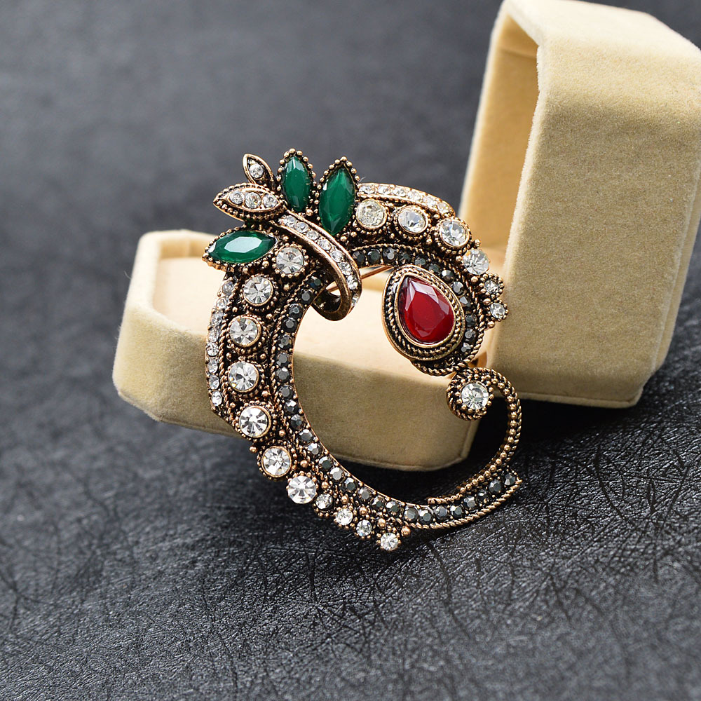 Spilla donna retro elegante design floreale con strass brillanti_voghion.com