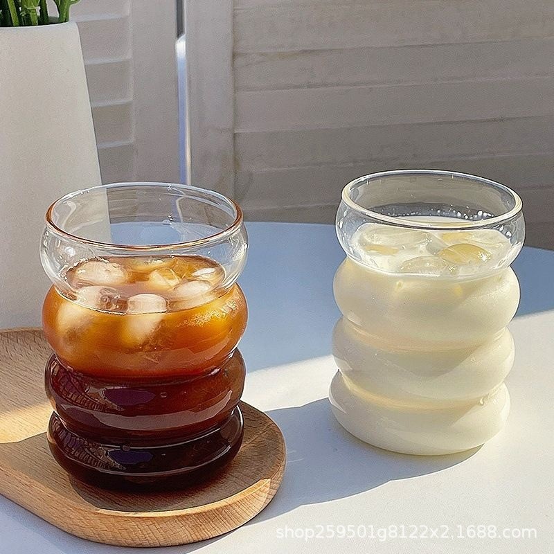 vidrio de alto silicio transparente grosado taza de una sola capa simple taza de oruga doméstica taza de bebida de jugo resistente a altas temperaturas taza de agua potable