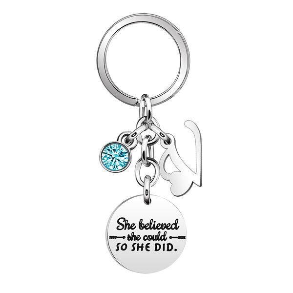 Blue keychain stainless steel