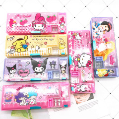 Cartoon Kuromi Gemini children's pencil box double-sided multi-function pencil box with pencil sharpener pencil box