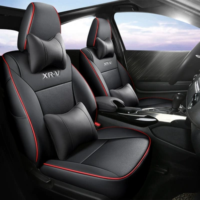 Leather Seat Cover, Modelə uyğun (Original) oturacaq örtükləri - black-red-deluxe-edition-honda-xrv-special-middle-leather