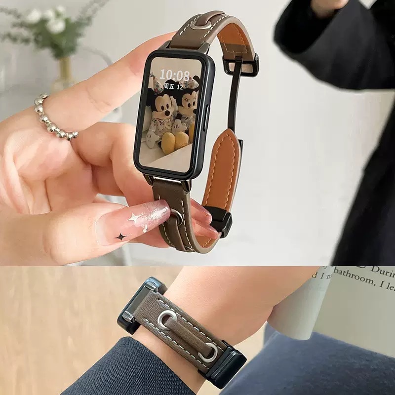 Suitable for Huawei Bracelet 9/8/7 Strap Chain Girls Genuine Leather Magnetic 6Pro Watch Strap Honor Nfc Strap