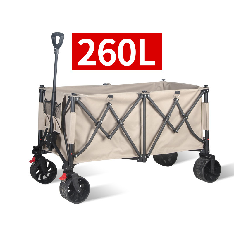 Collapsible Camping Cart Outdoor Foldable Oversized Camping Handcart Picnic Cart with Table Board