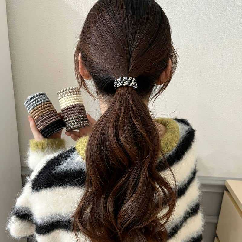 High Stretch Durable Sports Hair Ring Women's Hair Tie Rubber Tendon Thickened and Continuous Headline High Ponytail Hair Rope Headwear