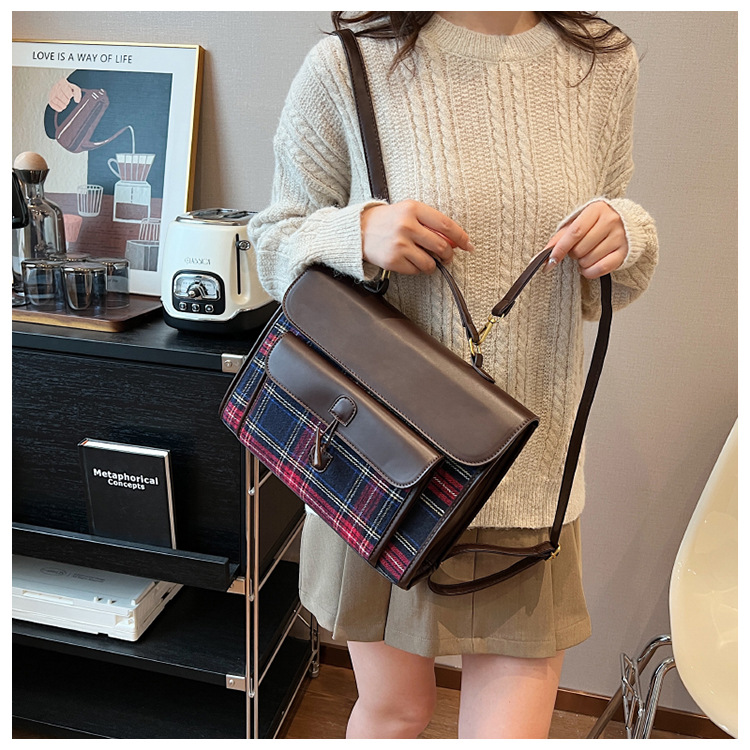 Naiste ruuduline crossbody seljakott sügis- ja talvehooajaks_voghion.com