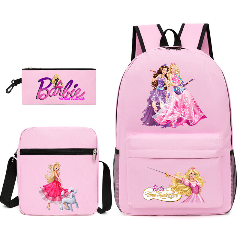 Schoolbag Female Primary School Grade 3, 4, 5 and 6 Backpack Barbie Princess Lunch Bag Backpack Pencil Bag Three-piece Set Schoolbag Female Primary School Grade 3, 4, 5 and 6 Backpack Barbie Princess Lunch Bag Backpack Pencil Bag Three-piece Set