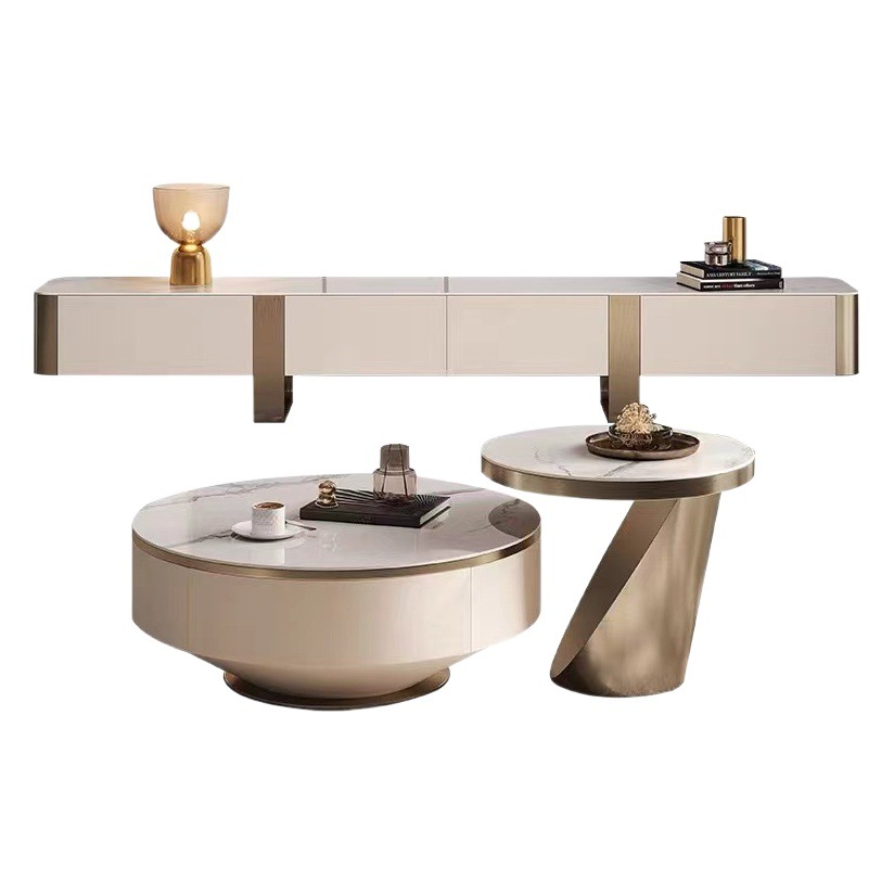 Italiano de lujo moderno simple tabla de mesa de mesa de roca tamaño redondo combinación con cajón diseñador creativo de sala de estar para el hogar