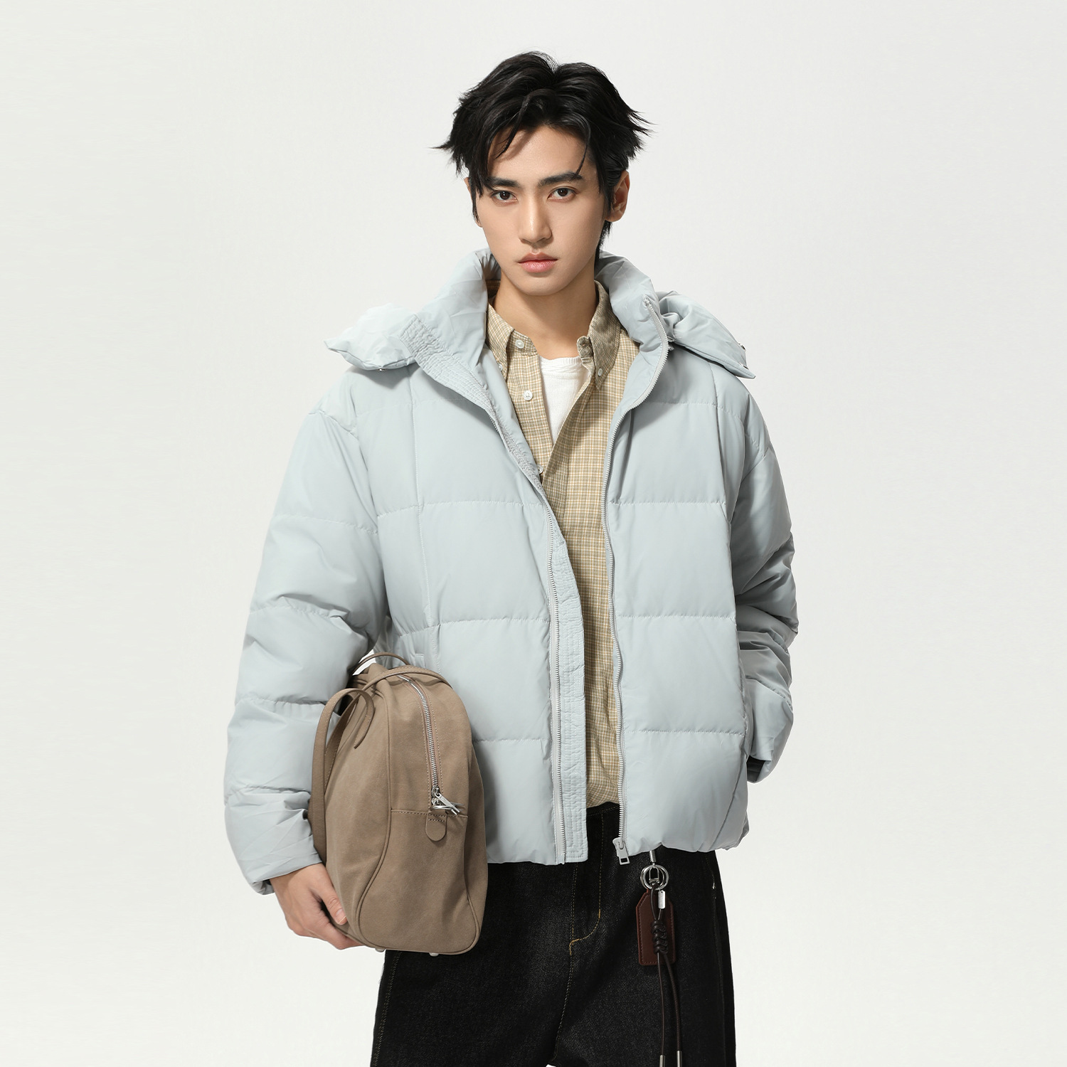 Mtlclothes Men's Clothing | Korean Style New National Standard 90% White Duck down Hooded Short Loose Warm Solid Color down Jacket