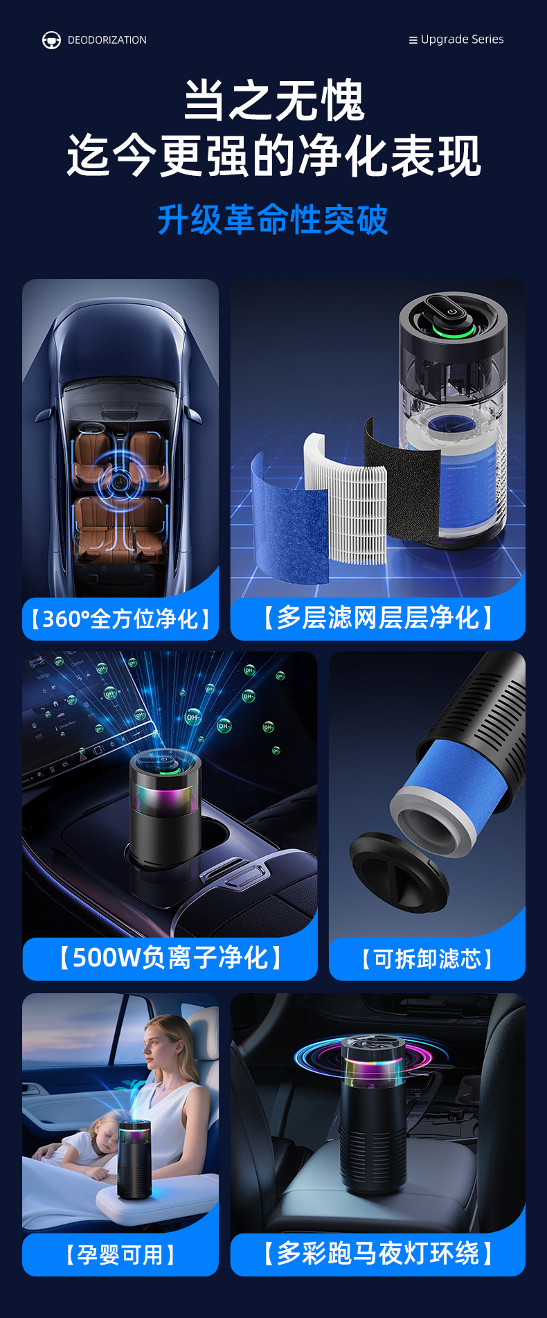 Carefully Selected Car Purifiers, In-Car Air Purifiers, Rechargeable Portable Aromatherapy Atmosphere Lights, Universal for Cars