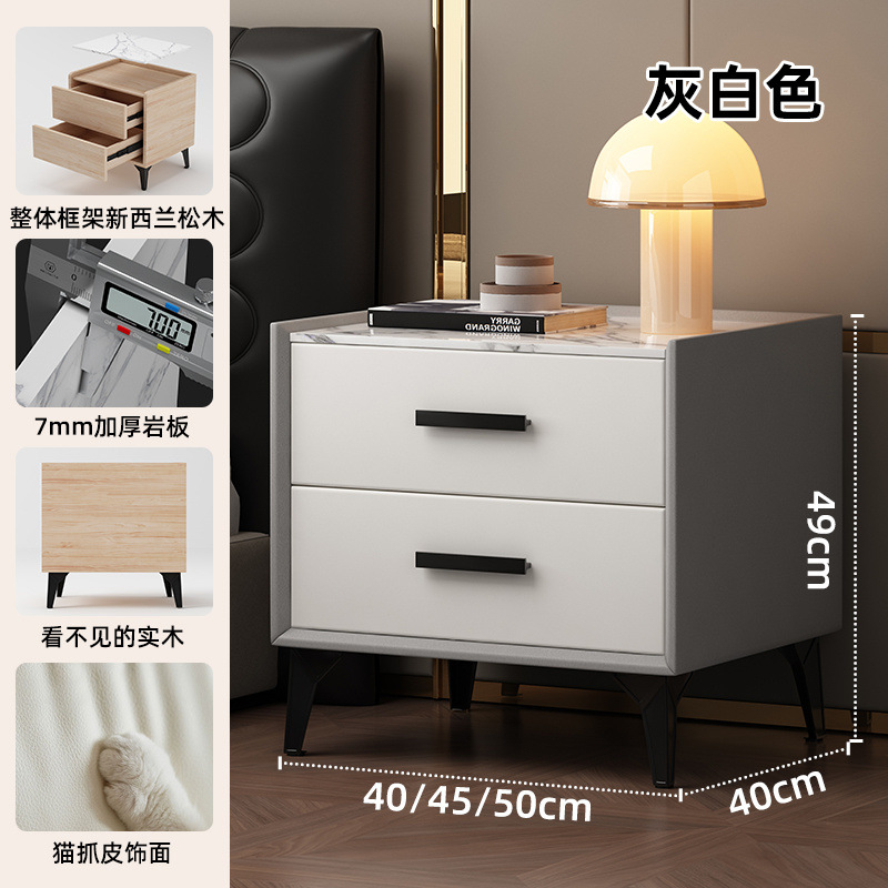 Mesa de cabezal de cama de madera sólida de corteza de roca simple gabinete de lado de la cama moderno pequeño gabinete de lujo pequeño almacenamiento dormitorio doméstico