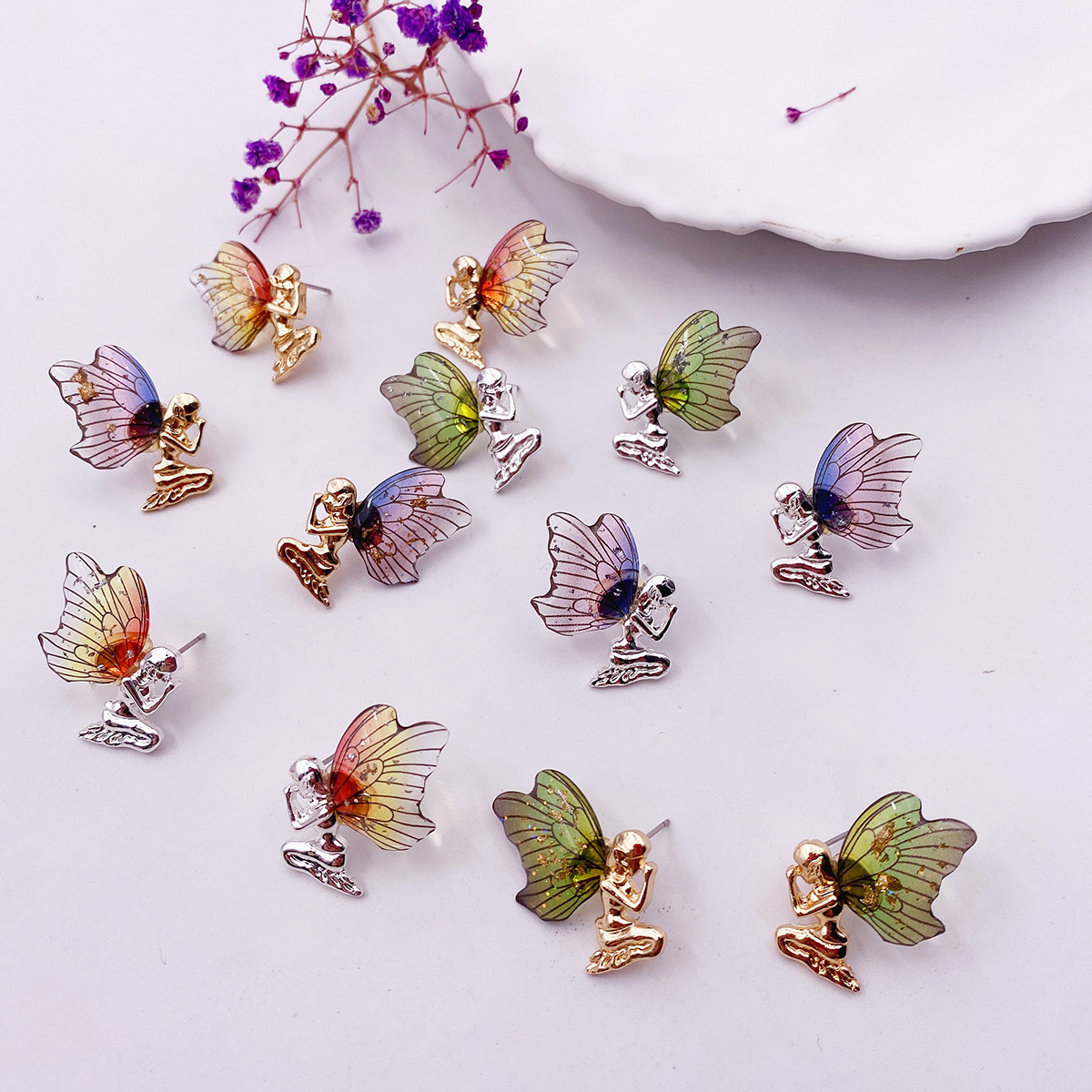 Simple Style Wings Plastic Plating Women's Earrings display picture 1