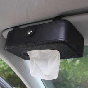 Car Leather Storage Box Hanging Car Sun Visor Seat Back Paper Box Car Interior Decoration Supplies Car Tissue Box