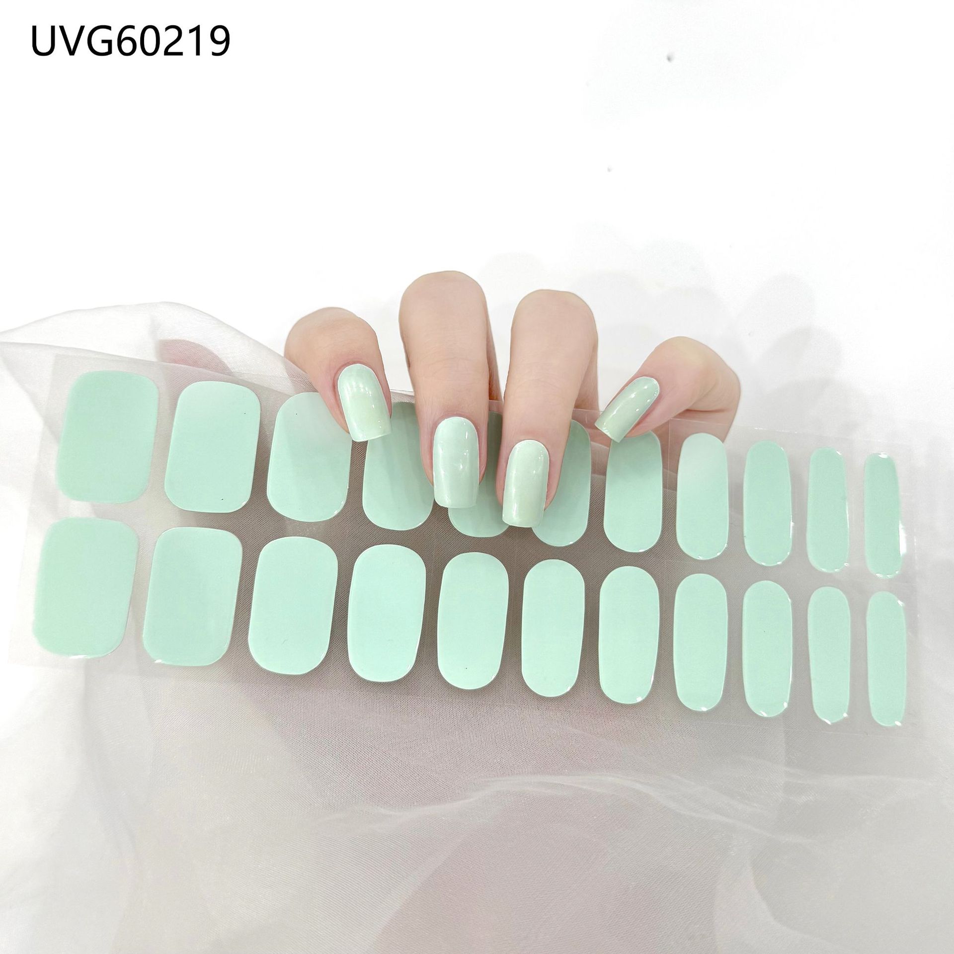 Pegatinas de uñas de gel UV transparentes efecto hielo, semicuradas, con lámina dorada, fototerapia, efecto película de aceite