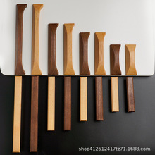 跨境实木橱柜抽屉衣柜门拉手日式现代简约黑胡桃原木制把手免打孔