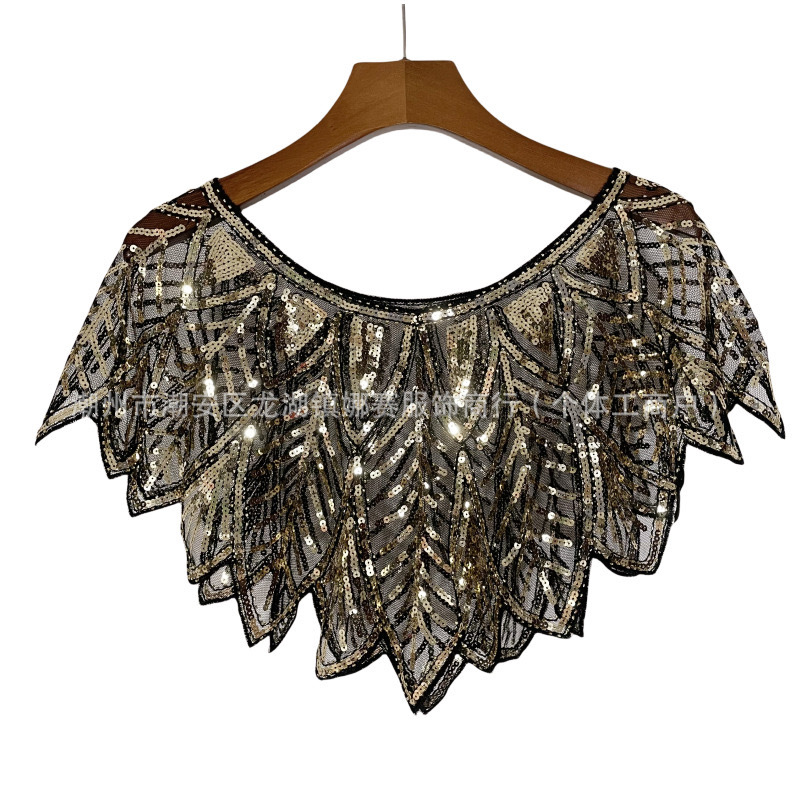 In-Stock Dropshipping 1920S Evening Shawl Beaded Sequin Evening Dress Cheongsam Retro Shawl Short Top