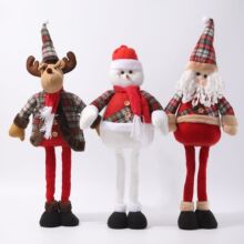 跨境新款圣诞玩偶圣诞装饰品便携圣诞风可伸缩公仔儿童圣诞节礼物