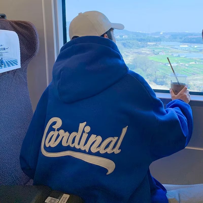 Pullover Hären Plüsch Kapuzen Fréijoer an Hierscht locker Moudelabel Buschtawendréck villsäitege Mantel 2023 nei_voghion.com