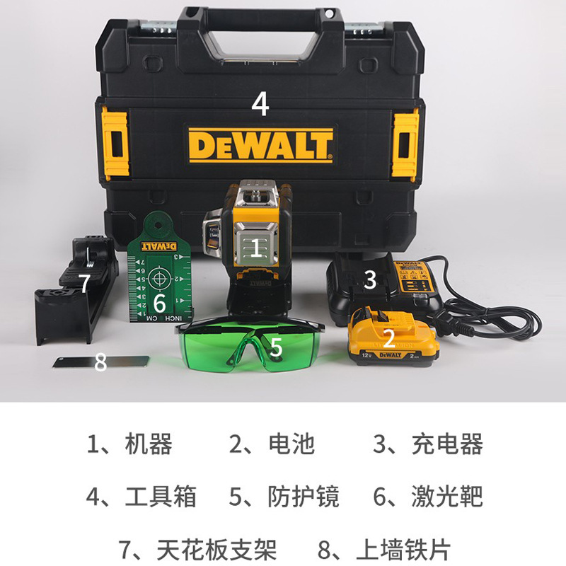 DeWei original DEWALT nivel láser automático 3D DW089LG tres líneas luz verde de alta precisión