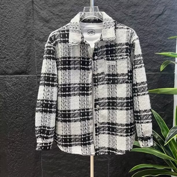 Chanel style coat men's spring and autumn new plaid woolen coat Ruan Shuai houndstooth jacket high street fashion brand plus size Chanel style coat men's spring and autumn new plaid woolen coat Ruan Shuai houndstooth jacket high street fashion brand plus size