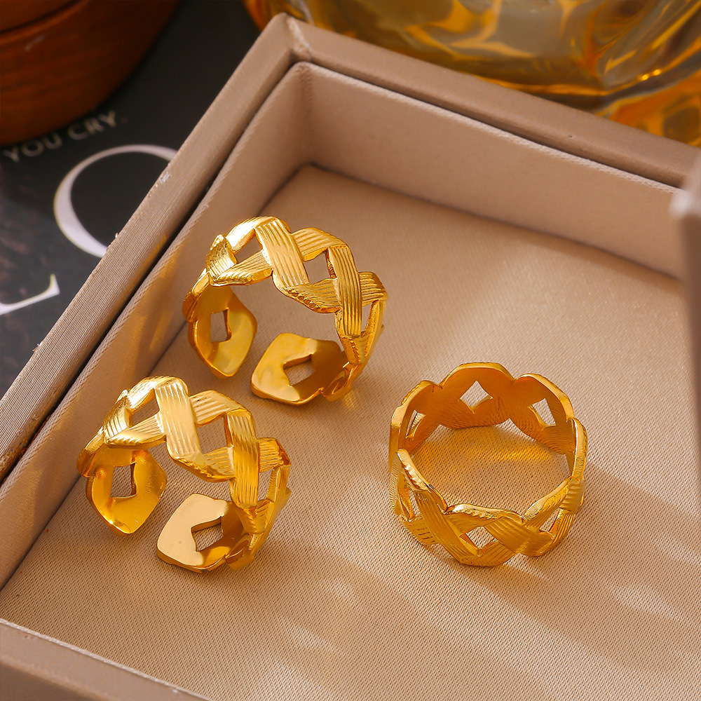 French Opening Adjustable Winding Texture Ring Titanium Steel Personality Ins Cool Style Simple Ring For Women_voghion.com