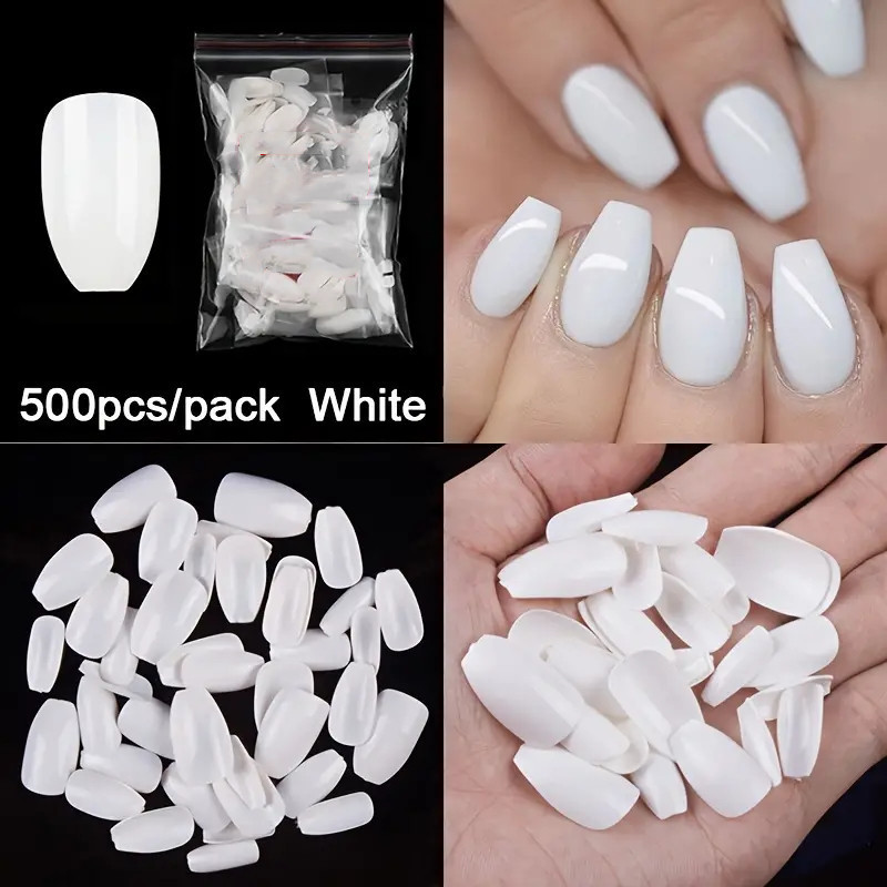 Foreign trade cross-border 500 short ballet white coffin fake nails ballet shape gloss fake nails DIY nail bag Foreign trade cross-border 500 short ballet white coffin fake nails ballet shape gloss fake nails DIY nail bag