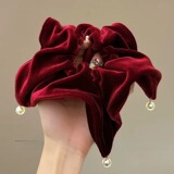 Ретро шарф, подвеска из жемчуга, хвостик, резинка для волос, аксессуар для волос, французский стиль