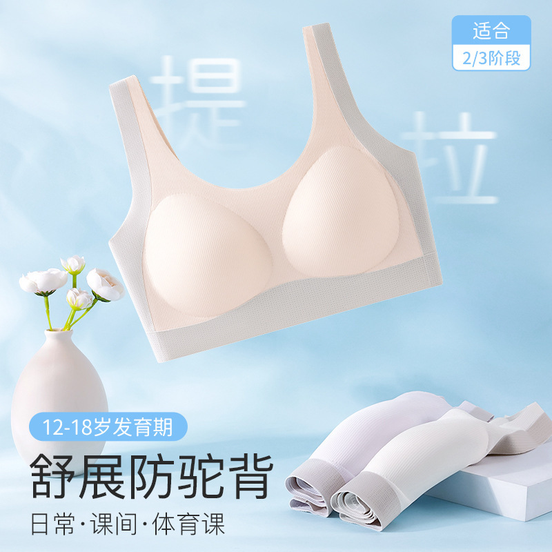 Girls' Underwear for Second Stage: U-Shaped Beautiful Back, Comfortable and Soft, Junior High School Air Cup Seamless Girls' Vest