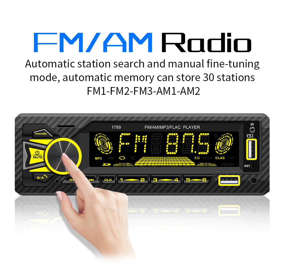 12V Single-Cylinder Short Mp3 Fm Radio Car Dual Bluetooth USB Player Mobile Phone Intelligent Positioning to Find the Car