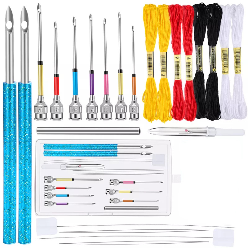 Herramienta de bordado con agujas intercambiables para punteado y estampado de flores