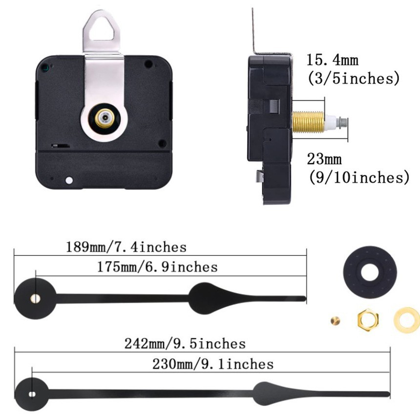 HR1688 gran torque de movimiento con 23cm de largo 2067 metal aguja división de tiempo grande accesorios de reloj de pared reloj movimiento