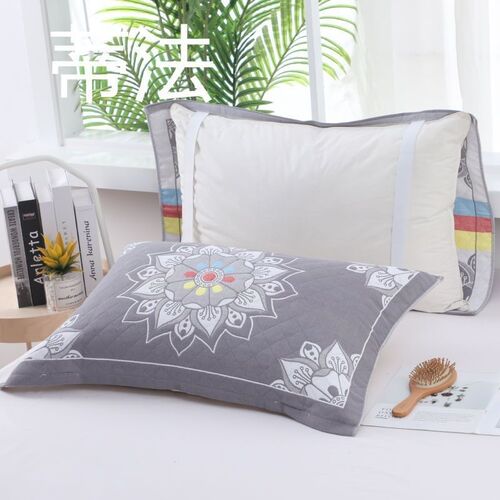 Cotton gauze pillow cover with straps, non-slip, non-falling, high-end household pillow cover, single person new product wholesale